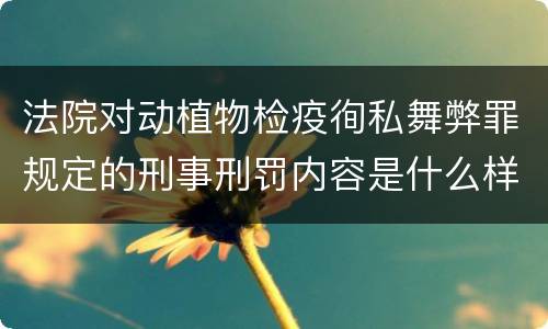 法院对动植物检疫徇私舞弊罪规定的刑事刑罚内容是什么样的