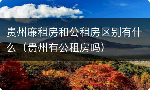 贵州廉租房和公租房区别有什么（贵州有公租房吗）