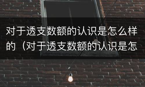 对于透支数额的认识是怎么样的（对于透支数额的认识是怎么样的呢）