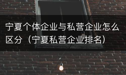 宁夏个体企业与私营企业怎么区分（宁夏私营企业排名）