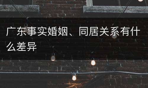 广东事实婚姻、同居关系有什么差异