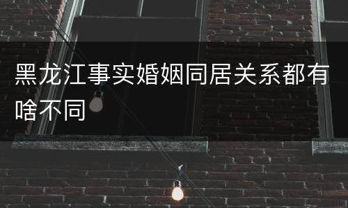 黑龙江事实婚姻同居关系都有啥不同