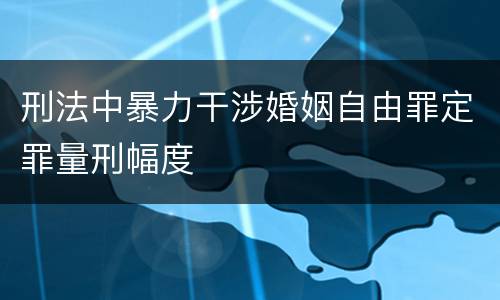 刑法中暴力干涉婚姻自由罪定罪量刑幅度