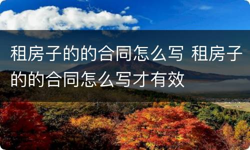 租房子的的合同怎么写 租房子的的合同怎么写才有效