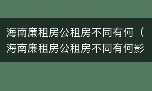 海南廉租房公租房不同有何（海南廉租房公租房不同有何影响）