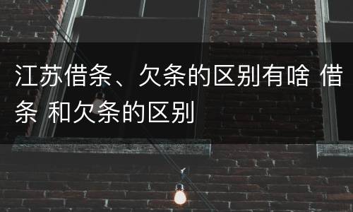 江苏借条、欠条的区别有啥 借条 和欠条的区别