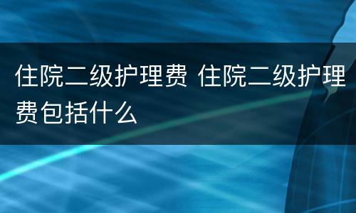 住院二级护理费 住院二级护理费包括什么