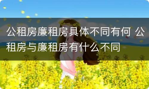公租房廉租房具体不同有何 公租房与廉租房有什么不同