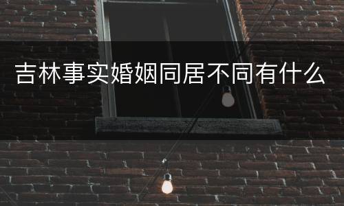 吉林事实婚姻同居不同有什么