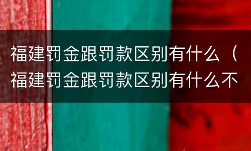 福建罚金跟罚款区别有什么（福建罚金跟罚款区别有什么不一样）