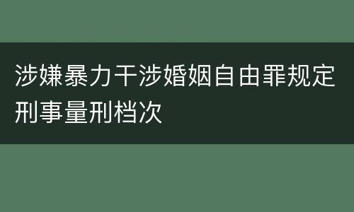 涉嫌暴力干涉婚姻自由罪规定刑事量刑档次