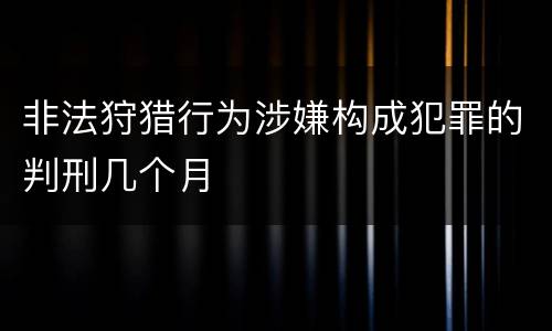 非法狩猎行为涉嫌构成犯罪的判刑几个月
