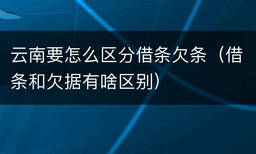 云南要怎么区分借条欠条（借条和欠据有啥区别）