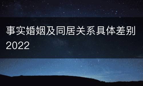 事实婚姻及同居关系具体差别2022