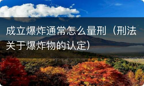 成立爆炸通常怎么量刑（刑法关于爆炸物的认定）