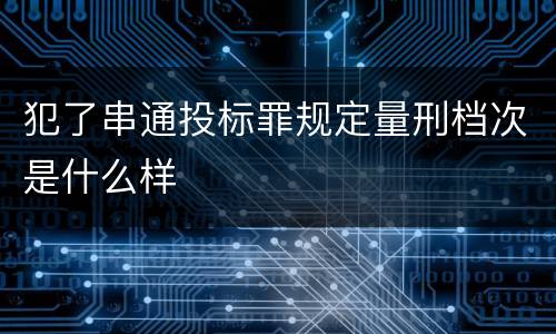 犯了串通投标罪规定量刑档次是什么样