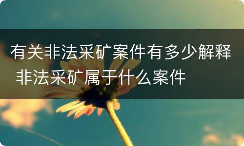 有关非法采矿案件有多少解释 非法采矿属于什么案件