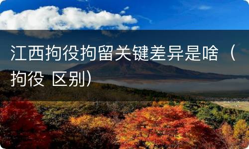 江西拘役拘留关键差异是啥（拘役 区别）