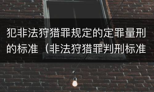 犯非法狩猎罪规定的定罪量刑的标准（非法狩猎罪判刑标准）