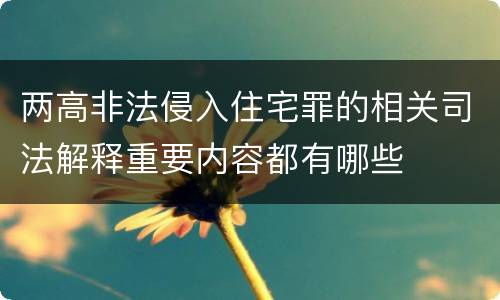 两高非法侵入住宅罪的相关司法解释重要内容都有哪些