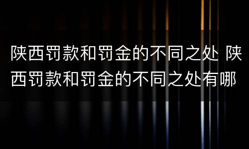 陕西罚款和罚金的不同之处 陕西罚款和罚金的不同之处有哪些