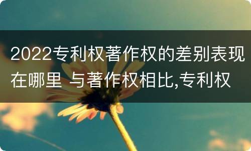 2022专利权著作权的差别表现在哪里 与著作权相比,专利权有哪些特征