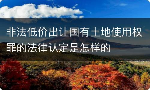 非法低价出让国有土地使用权罪的法律认定是怎样的