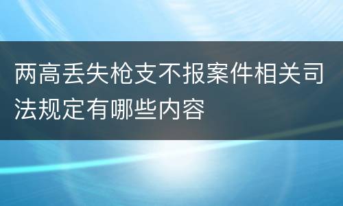 两高丢失枪支不报案件相关司法规定有哪些内容