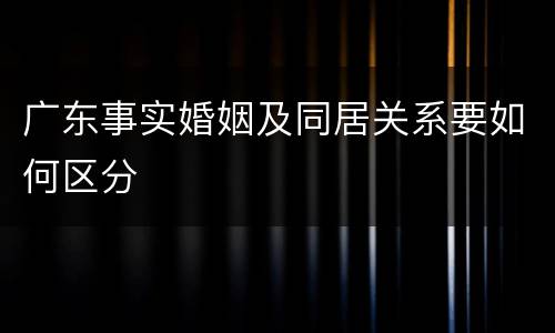 广东事实婚姻及同居关系要如何区分