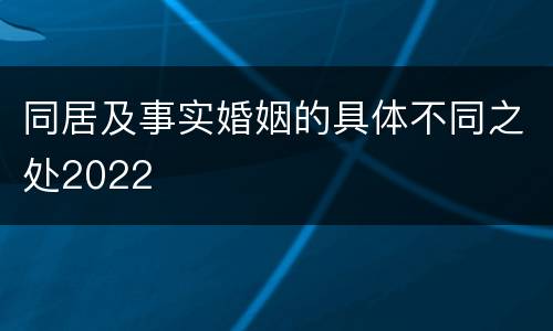 同居及事实婚姻的具体不同之处2022