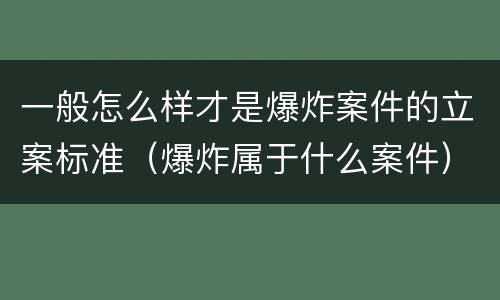 一般怎么样才是爆炸案件的立案标准（爆炸属于什么案件）