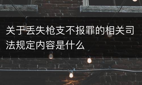 关于丢失枪支不报罪的相关司法规定内容是什么