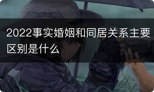 2022事实婚姻和同居关系主要区别是什么