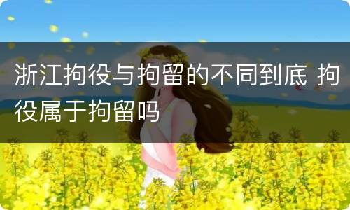 浙江拘役与拘留的不同到底 拘役属于拘留吗