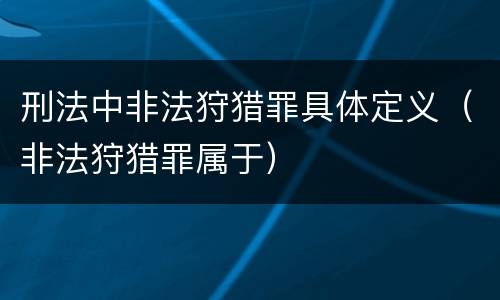 刑法中非法狩猎罪具体定义（非法狩猎罪属于）