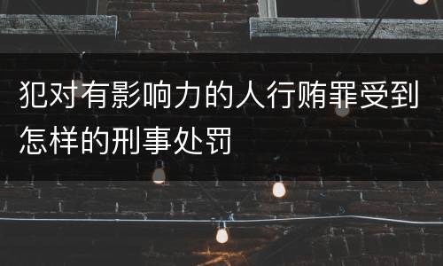 犯对有影响力的人行贿罪受到怎样的刑事处罚