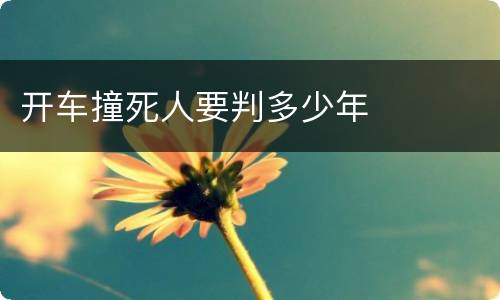 开车撞死人要判多少年