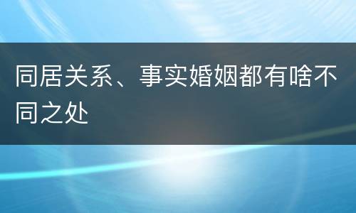 同居关系、事实婚姻都有啥不同之处