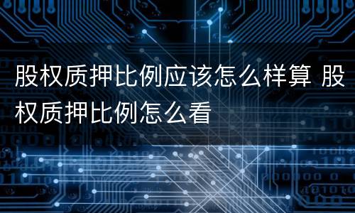 股权质押比例应该怎么样算 股权质押比例怎么看
