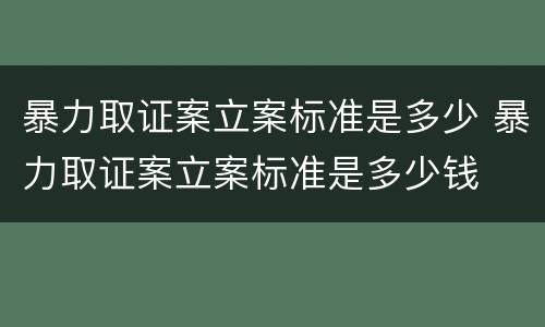暴力取证案立案标准是多少 暴力取证案立案标准是多少钱