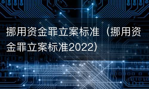 挪用资金罪立案标准（挪用资金罪立案标准2022）