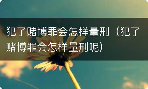 犯了赌博罪会怎样量刑（犯了赌博罪会怎样量刑呢）