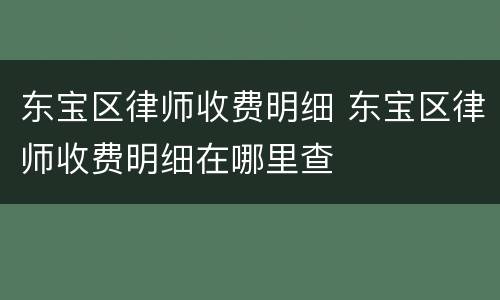 东宝区律师收费明细 东宝区律师收费明细在哪里查