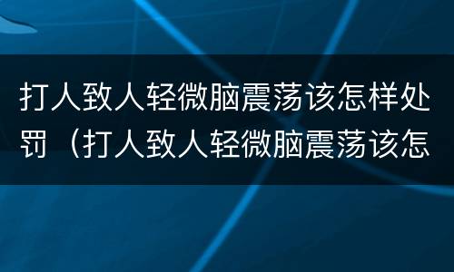 打人致人轻微脑震荡该怎样处罚（打人致人轻微脑震荡该怎样处罚他）