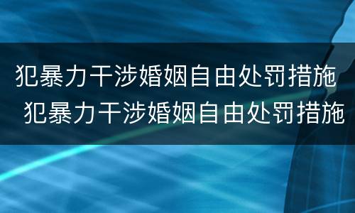 犯暴力干涉婚姻自由处罚措施 犯暴力干涉婚姻自由处罚措施有哪些