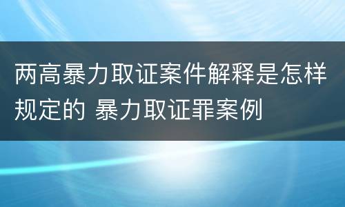 两高暴力取证案件解释是怎样规定的 暴力取证罪案例