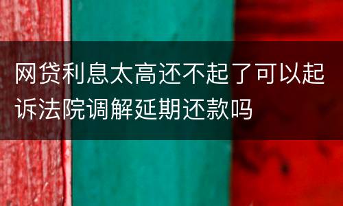 网贷利息太高还不起了可以起诉法院调解延期还款吗