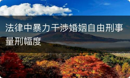 法律中暴力干涉婚姻自由刑事量刑幅度