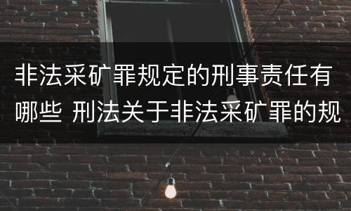 非法采矿罪规定的刑事责任有哪些 刑法关于非法采矿罪的规定
