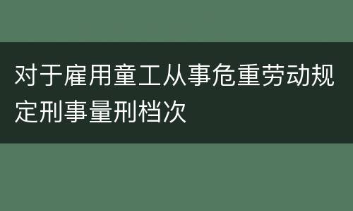 对于雇用童工从事危重劳动规定刑事量刑档次